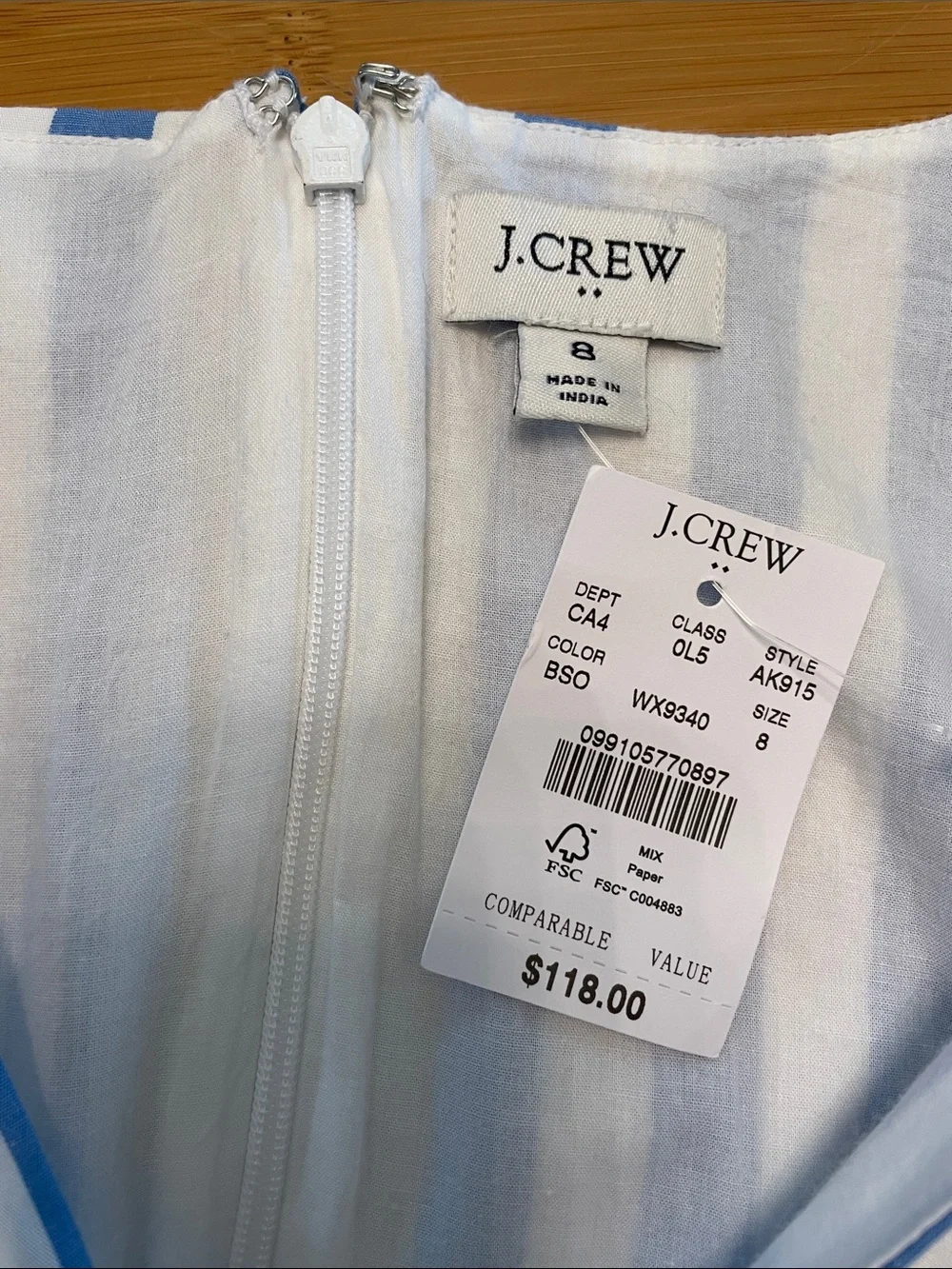 J. Crew Stripe Ruffle High Low Maxi Dress Size 8 New Nautical Sleeveless